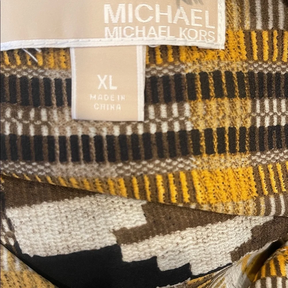 Michael Kors Brown and Yellow Striped Blouse XL